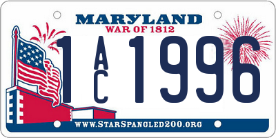 MD license plate 1AC1996