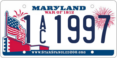 MD license plate 1AC1997