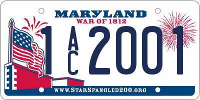 MD license plate 1AC2001