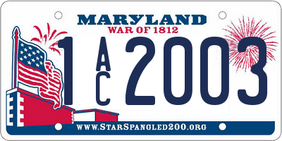 MD license plate 1AC2003