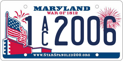 MD license plate 1AC2006