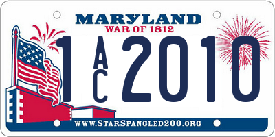 MD license plate 1AC2010