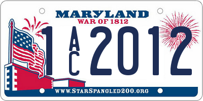 MD license plate 1AC2012