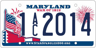 MD license plate 1AC2014