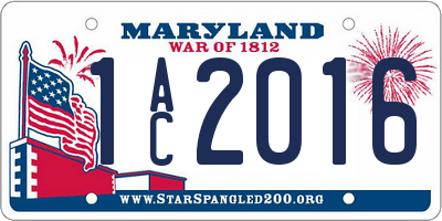 MD license plate 1AC2016