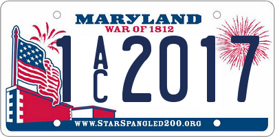 MD license plate 1AC2017