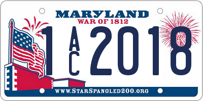 MD license plate 1AC2018