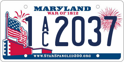 MD license plate 1AC2037