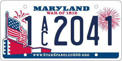 MD license plate 1AC2041