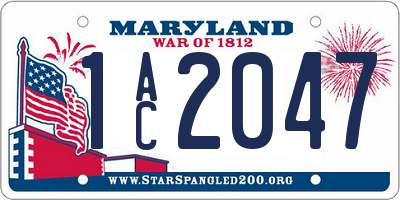 MD license plate 1AC2047