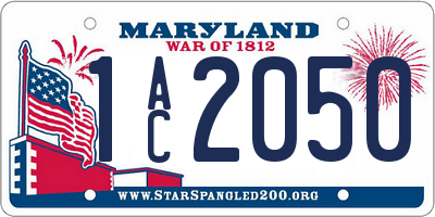 MD license plate 1AC2050