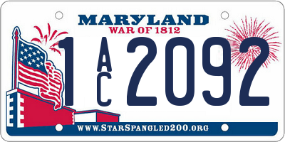 MD license plate 1AC2092