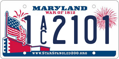 MD license plate 1AC2101