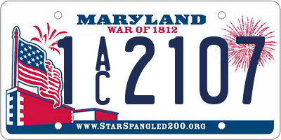 MD license plate 1AC2107