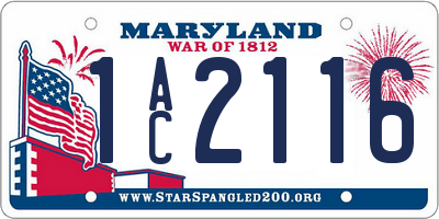 MD license plate 1AC2116