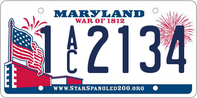 MD license plate 1AC2134