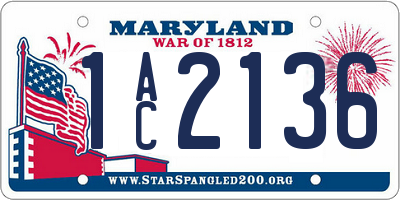 MD license plate 1AC2136