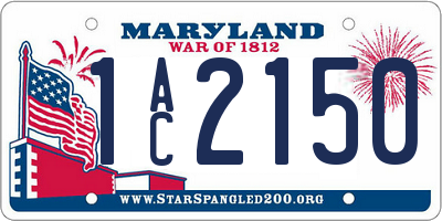 MD license plate 1AC2150