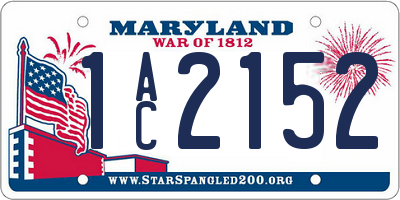 MD license plate 1AC2152