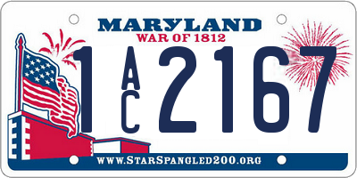 MD license plate 1AC2167