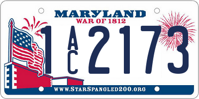 MD license plate 1AC2173