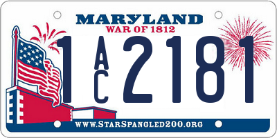 MD license plate 1AC2181