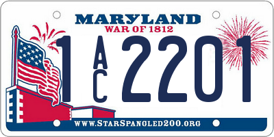 MD license plate 1AC2201