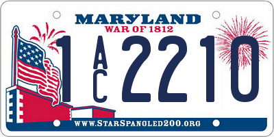 MD license plate 1AC2210