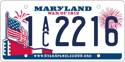 MD license plate 1AC2216