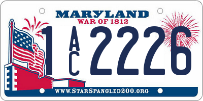 MD license plate 1AC2226