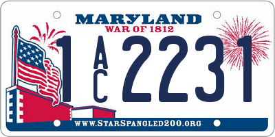MD license plate 1AC2231
