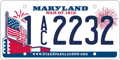 MD license plate 1AC2232