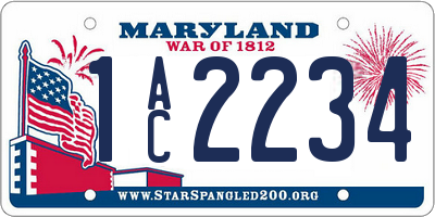 MD license plate 1AC2234