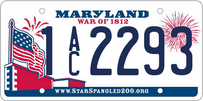MD license plate 1AC2293