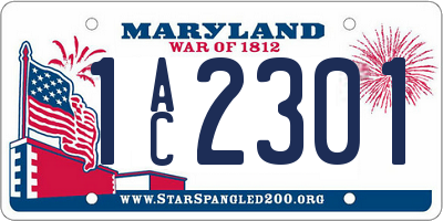 MD license plate 1AC2301