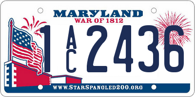 MD license plate 1AC2436