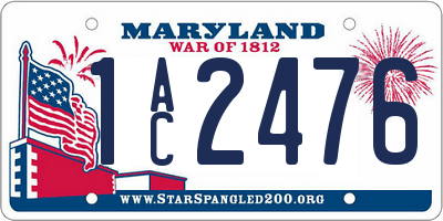 MD license plate 1AC2476