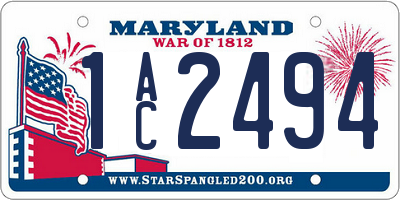 MD license plate 1AC2494