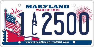 MD license plate 1AC2500