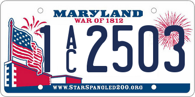 MD license plate 1AC2503