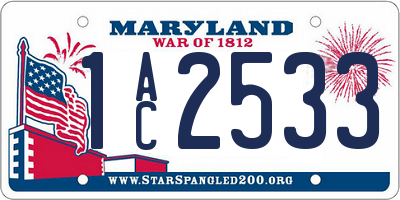 MD license plate 1AC2533