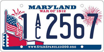 MD license plate 1AC2567