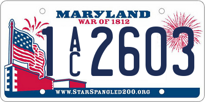 MD license plate 1AC2603