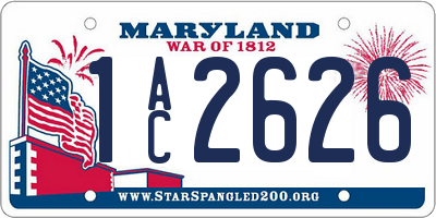 MD license plate 1AC2626