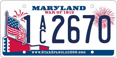 MD license plate 1AC2670