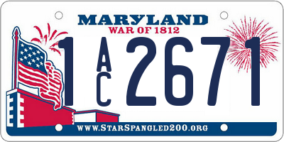 MD license plate 1AC2671