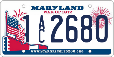 MD license plate 1AC2680