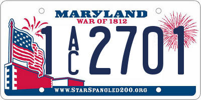 MD license plate 1AC2701