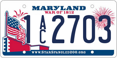 MD license plate 1AC2703