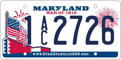 MD license plate 1AC2726